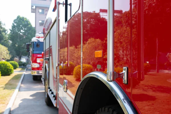 Ângulo Visão Lateral Caminhão Bombeiros — Fotografia de Stock