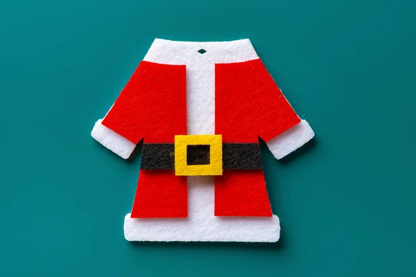 Roztomilý Barevné Šaty Santa Claus Modrém Pozadí — Stock fotografie