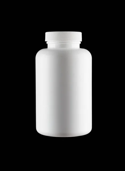 Studio Shot White Plastic Bottle Black Background — Stock Photo, Image