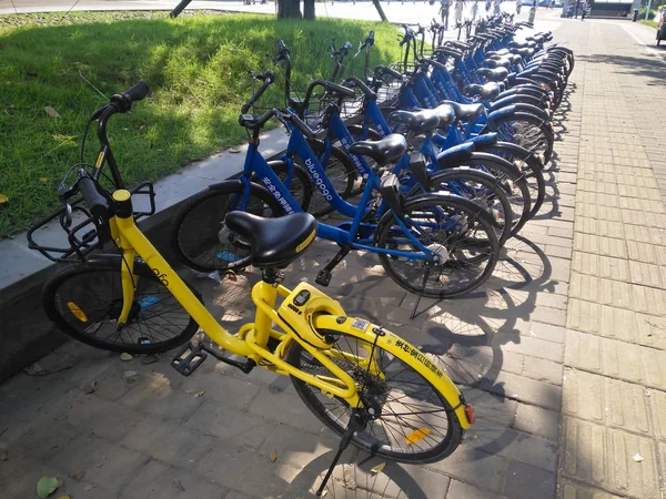 Zhongshan Guangdong China Octubre 2018 Las Bicicletas Compartidas Didi Ofo — Foto de Stock