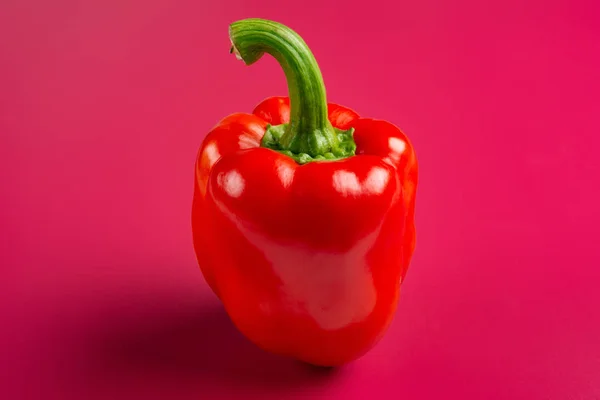 fresh red bell pepper on a red background