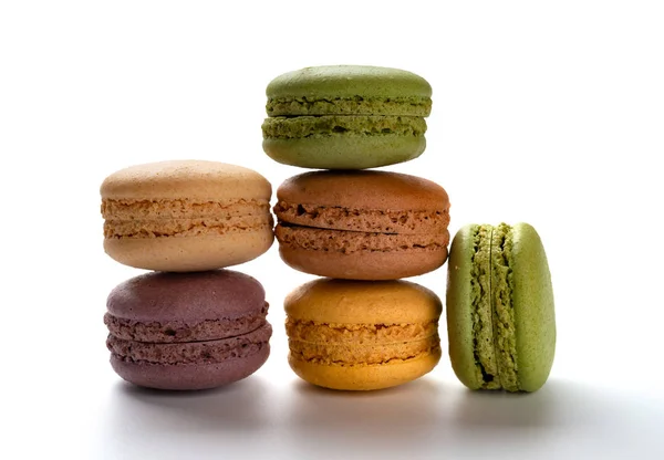 Studio Shoot Colorful Macaroons Stack White Background — Stock Photo, Image