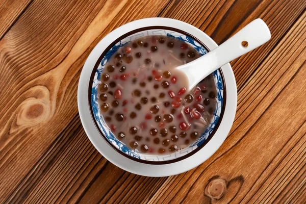Top View Chinese Syrup Red Bean Sago Shredded Coconut — Stock Photo, Image