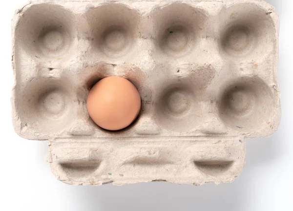 Top View Fresh Egg Paper Package — Stock Photo, Image