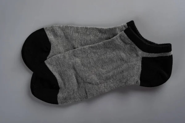 Grey Black Socks Grey Background — Stock Photo, Image