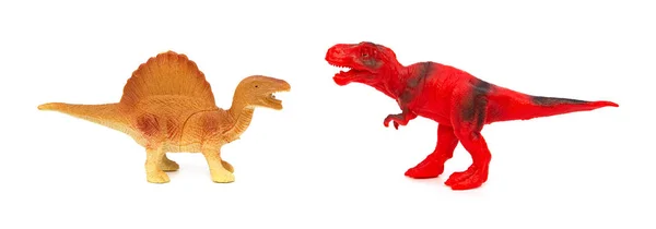 Tyrannosaurus Spinosaurus Brinquedos Sobre Fundo Branco — Fotografia de Stock