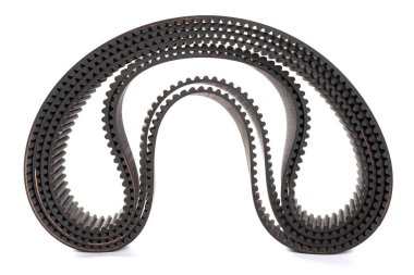 yan görünüm kauçuk kemer dişliler beyaz bir arka plan üzerinde