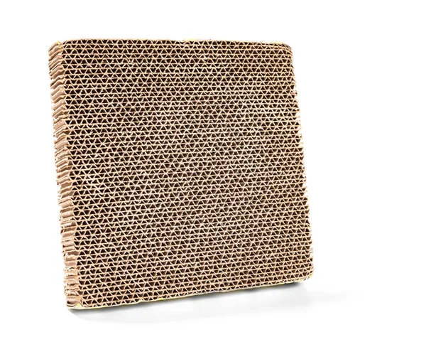 Piece Cardboard Corrugated Block White Background — Stock Photo, Image