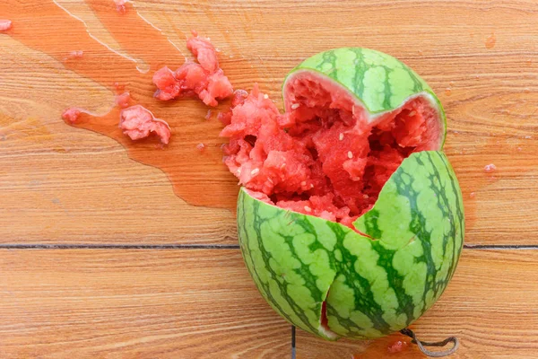 Top View Smashed Watermelon Ground — Stock Photo, Image