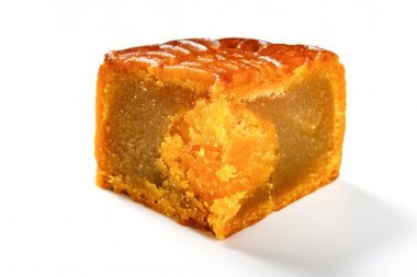 Geleneksel Çin Mooncake Çince karakterler yumurta demek kesilmiş