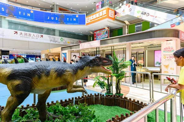 Zhongshan Kina Juli 2019 Dinosaurie Ett Köpcentrum — Stockfoto