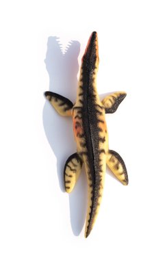 üst görünümü Liopleurodon oyuncak beyaz bir arka plan üzerinde gölge ile