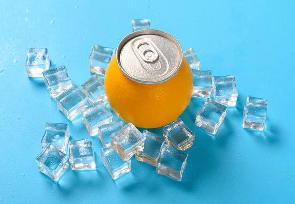 Can Top Fresh Orange Concept Organic Fresh Orange Juice — Stock Photo, Image