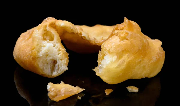 Chinese Style Deep Fried Doughnut Some Bites Black Background — Stock Photo, Image