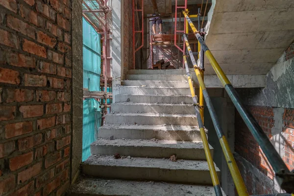 All Interno Edificio Incompiuto Con Ponteggi Reti Protezione — Foto Stock