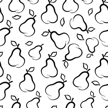 beyaz zemin üzerine armut siluet ile Seamless modeli