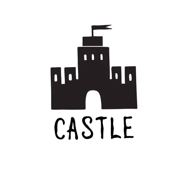 Castle Ikonen Isolerad Vit Bakgrund — Stock vektor