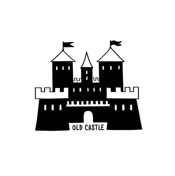 Icona Del Castello Isolata Sfondo Bianco — Vettoriale Stock