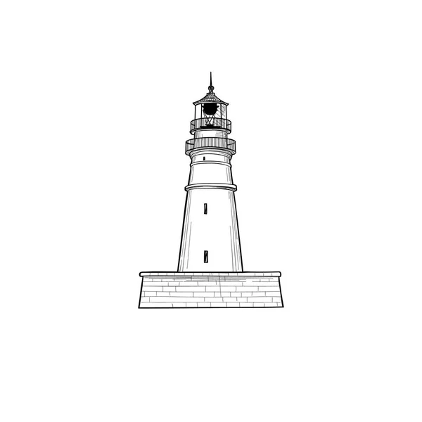 Lighthouse icon, hand drawn sketch symbol of lighthouse tower