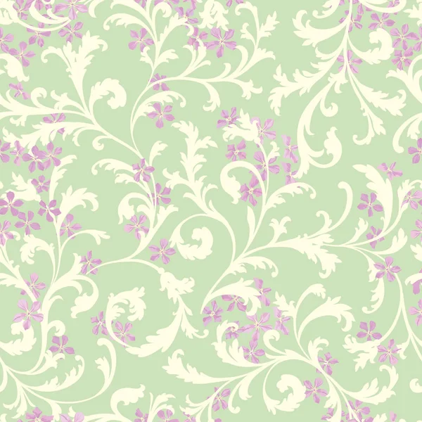 Flourish Textura Del Jardín Con Pequeñas Flores Hojas Sobre Fondo — Vector de stock