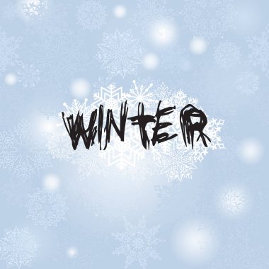 El yazısıyla yazılan yazı kış ile Noel kar yağışı arka plan. Kış tatil tebrik kartı desen kar. Kar yağışı duvar kağıdı tasarımı
