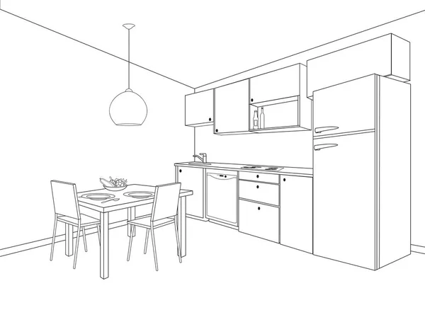 439981 Kitchen Drawing Images Stock Photos  Vectors  Shutterstock   Interior design kitchen Kitchen designs layout Kitchen furniture design