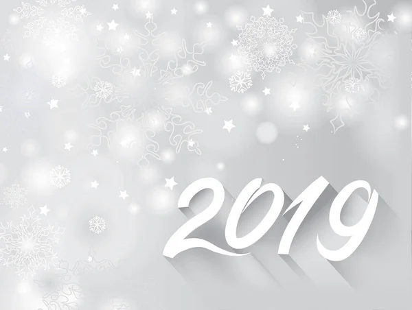 Felice Anno Nuovo 2019 Banner Sulla Neve Sfondo Sfocato Vacanza — Vettoriale Stock