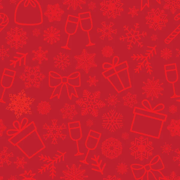 圣诞节图标无缝模式 快乐的寒假平铺背景 — 图库矢量图片