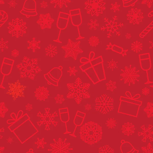 圣诞节图标无缝模式 快乐的寒假平铺背景 — 图库矢量图片