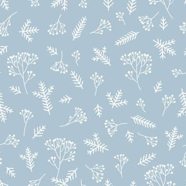 Noel çiçek seamless modeli. Kış Doğa arka plan. Köknar Ladin ağaç dalları, çilek.