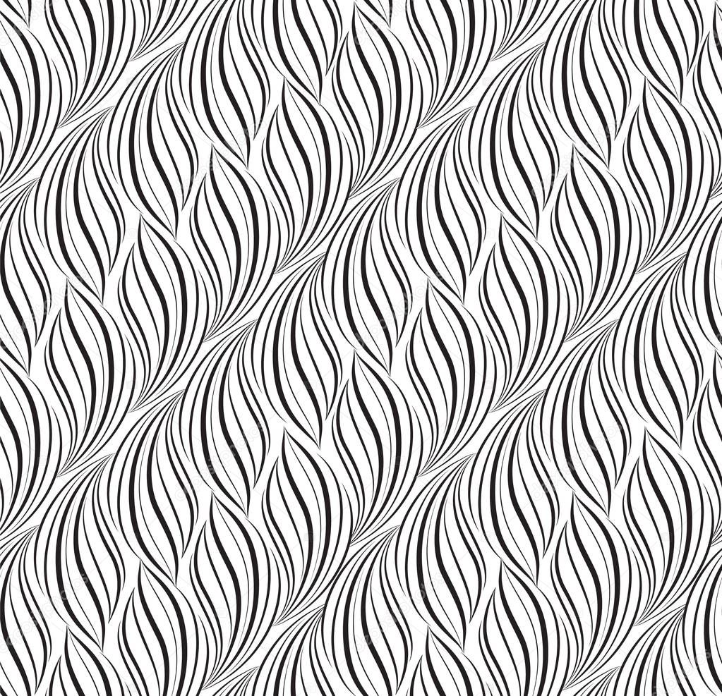 Wavy line seamless pattern. Stylish floral texture. Abstract tiling background