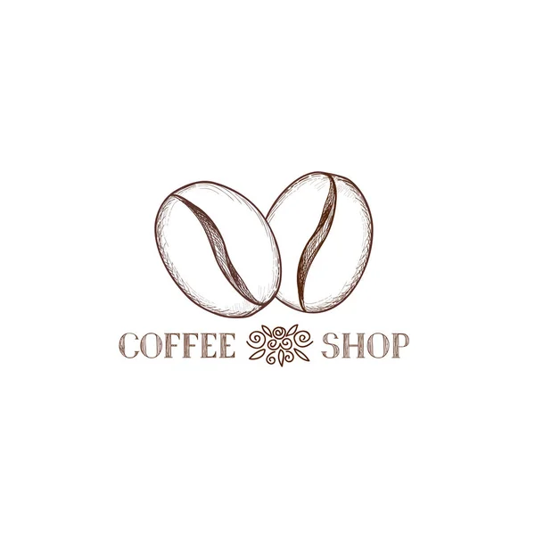 Coffee bean icon. Hand drawn doodle sketch vector symbol of coff — Stock Vector