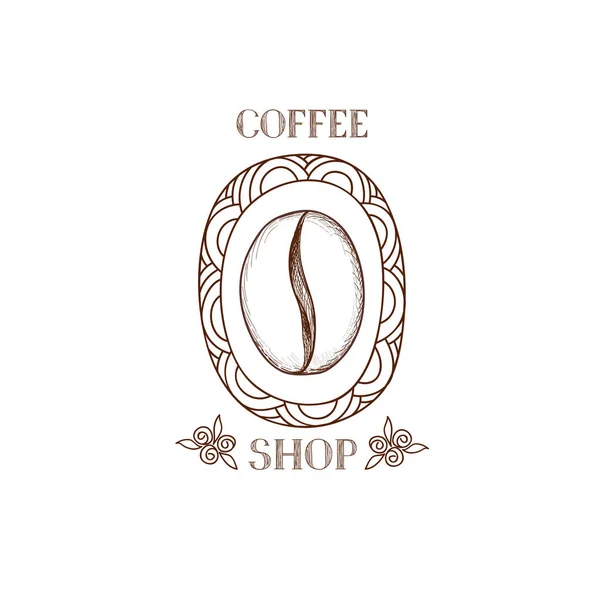 Ikona kávové fazolí. Vektorový symbol nakreslené ruky — Stockový vektor
