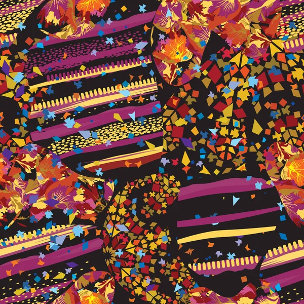 Feuille de mosaïque abstraite motif pointillé sans couture. Taches chaotiques carrelage décoratif texturé fond de céramique — Image vectorielle