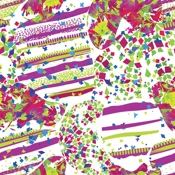 Abstraktes Mosaikblatt mit nahtlosem Punktemuster. chaotische Kleckse dekorative Fliese texturierte Keramik Hintergrund — Stockvektor