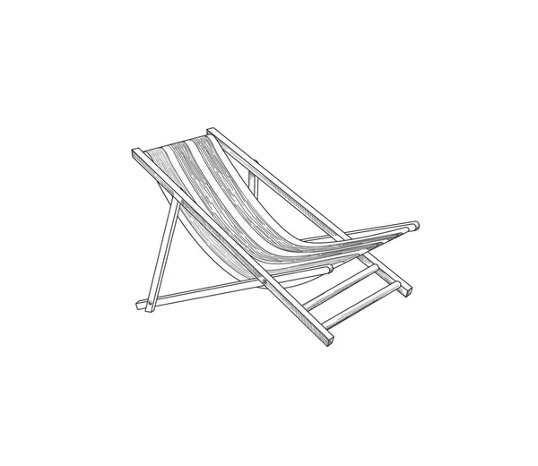 Deckchair vázlatrajz. Nyugágy vázlat. Nyaralási tengerparti üdülőhely szimbóluma — Stock Vector