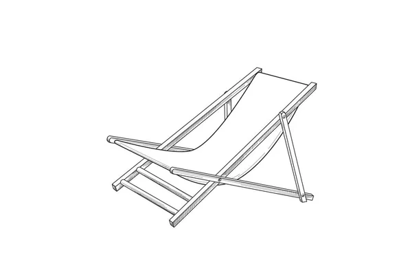 Leżak zarys rysunku. Szkic krzesła pokładowego. Letni urlop na plaży symbol kurortu — Wektor stockowy