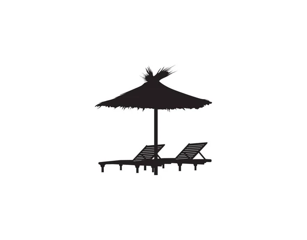 Chaise longue parasol été plage symbole de vacances icône . — Image vectorielle