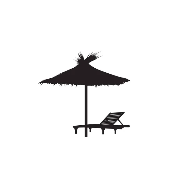 Chaise longue parasol été plage symbole de vacances icône . — Image vectorielle