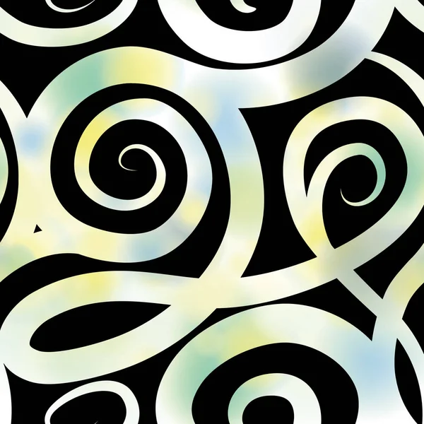 抽象的な装飾的なスパイラルシームレスパターン。ブラック 渦巻線 ba — ストックベクタ