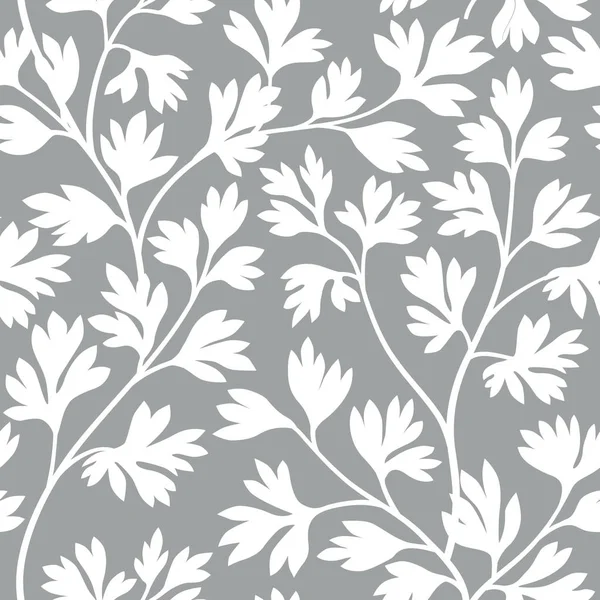 Φλοράλ φύλλα χωρίς ραφή μοτίβο. Γκραέν με πλούσια φύλλα προγρού — Διανυσματικό Αρχείο
