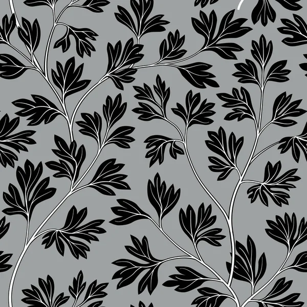 Hojas florales patrón sin costura. Graden exuberante rama de la hoja backgrou — Archivo Imágenes Vectoriales