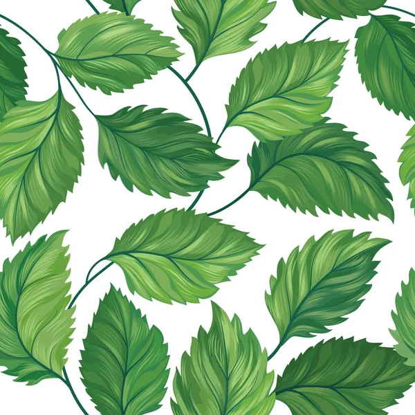 Floral green leaf seamless pattern. Leaves background. Summer flourish nature backdrop — Stock Vector