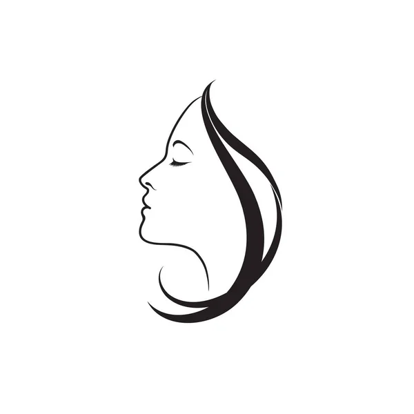 Logo de belleza. Hermosa silueta de mujer. Plantilla de logotipo de cuidado de la piel de cara femenina dibujada — Archivo Imágenes Vectoriales
