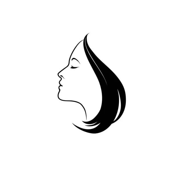 Logotipo de beleza. Uma bela silhueta de mulher. Linha arte desenhada fêmea f —  Vetores de Stock