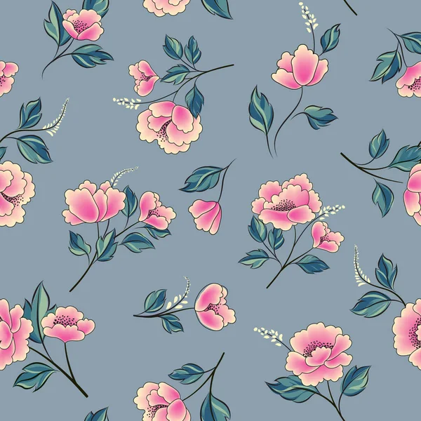 Florales Nahtloses Muster Blumen Mit Blättern Dekorativen Hintergrund Blühende Natur — Stockfoto
