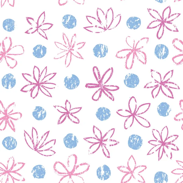 Seamless Floral Pattern Polka Dot Ornament Stylish Drawn Dotted Backdrop — Stock Photo, Image