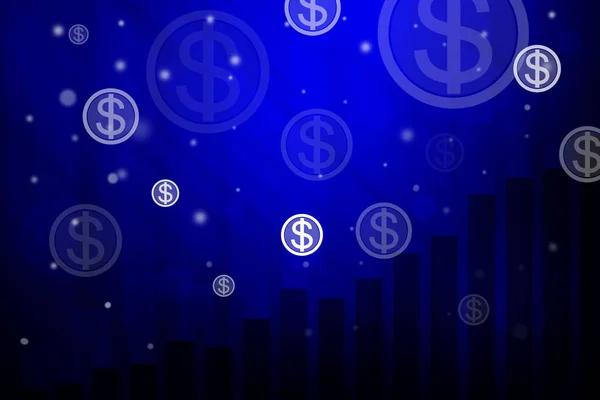 Investitionschart Blauer Abstrakter Hintergrund Geldanlage Auf Blauem Hintergrund Münze Und — Stockfoto
