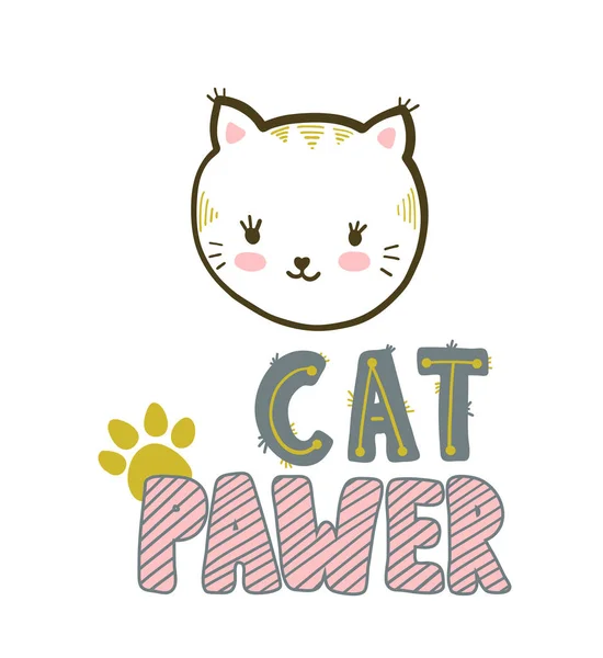 Pawer kočka. Roztomilá kočička. Vektorové ilustrace. — Stockový vektor