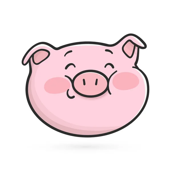 害羞的微笑图释图标。emoji 表情猪. — 图库矢量图片